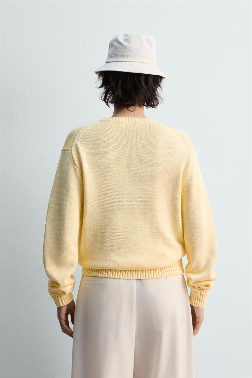 ZARA СВИТЕР ИЗ РЕЛЬЕФНОГО ХЛОПКА, ЖЕЛТЫЙ