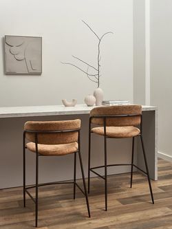 Стул полубарный Helning, мягкий шенилл, серо-коричневый