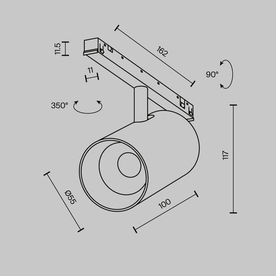 Трековый светильник Technical TR243-12W4K-B