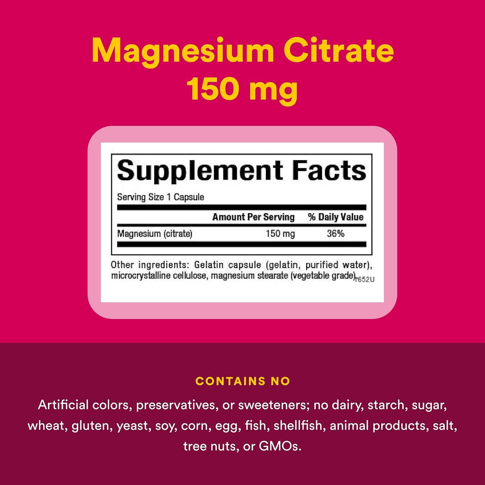 Natural Factors, цитрат магния, 90 капсул (150 мг в 1 капсуле)