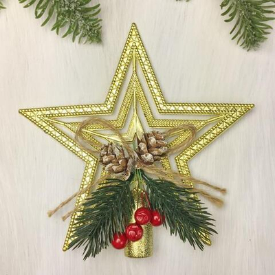 Звезда на ёлку "Волшебство ночи" шишки 14,5*14,5 см, Золото (Серпантин)