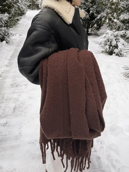 Плед мохеровый шоколадного цвета из коллекции essential, 130х180 см