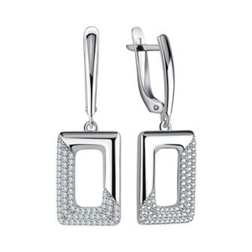 Серьги из серебра с фианитами