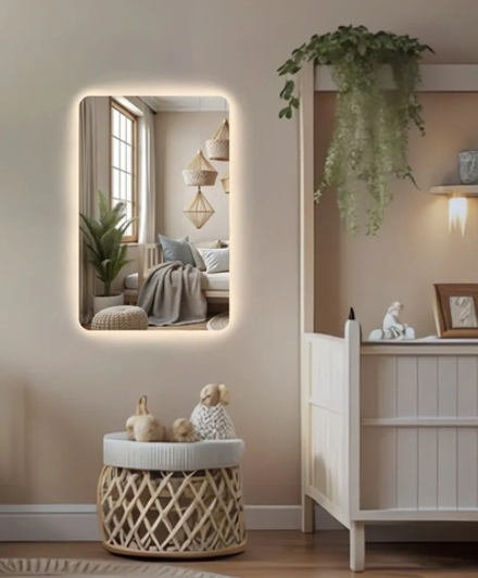 Зеркало с подсветкой в ванную 60*80см LED подсветка холодная, сенсорное управление