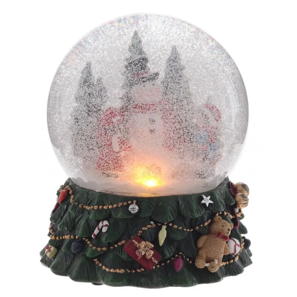 Фигурка декор в стекл шаре "Снеговик" (подсв, муз, вьюга, AAх3 н/п), D 14 см, L15,5 W15,5 H20 см