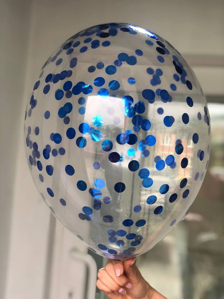 Воздушный шар с наполнением конфетти круглое синее ПАЛИТРА №4180