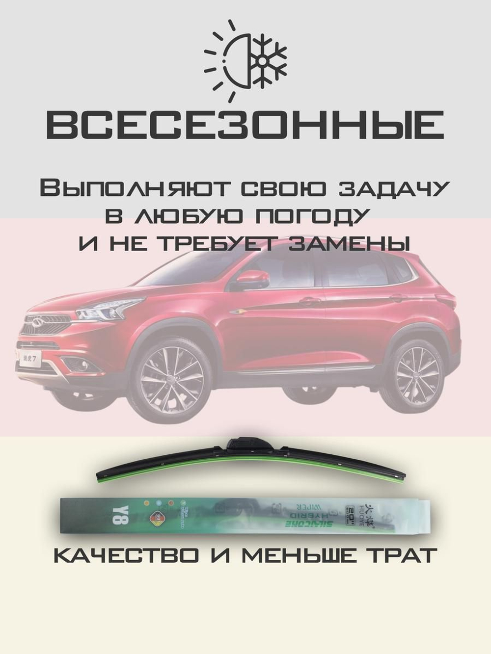 Щетки стеклоочистителя HUOYE Y8 550/425 мм на Chery Tiggo7 | Push button