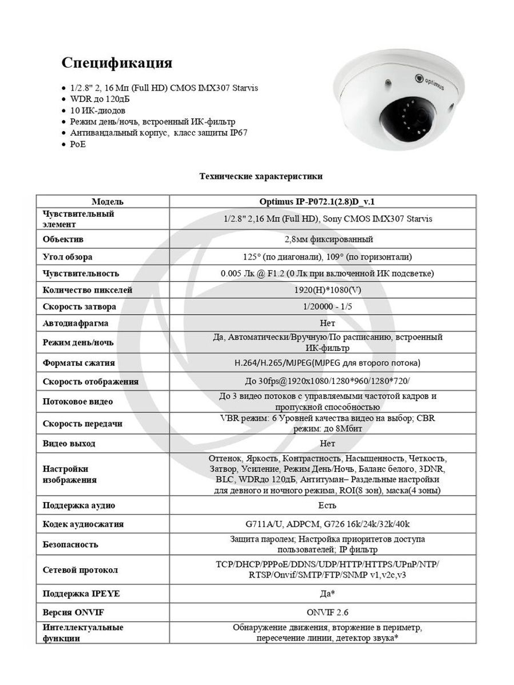 Видеокамера Optimus IP-P072.1(2.8)D_v.1
