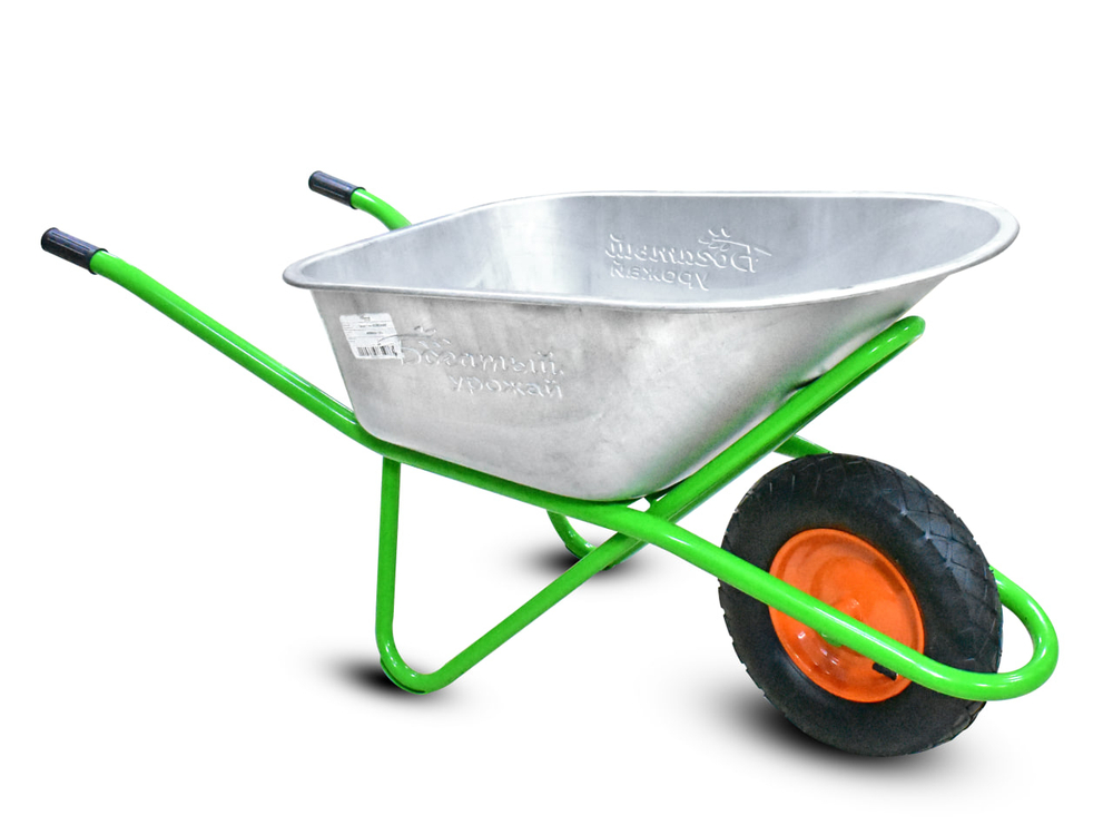 Тачка строительная 1-О КОЛЕСНАЯ УСИЛЕННАЯ (груз.200 кг,корыто оцинк.0,7мм,v120л,колесо пневм.4.00-8*16 мм)арт.WB6430-120L $