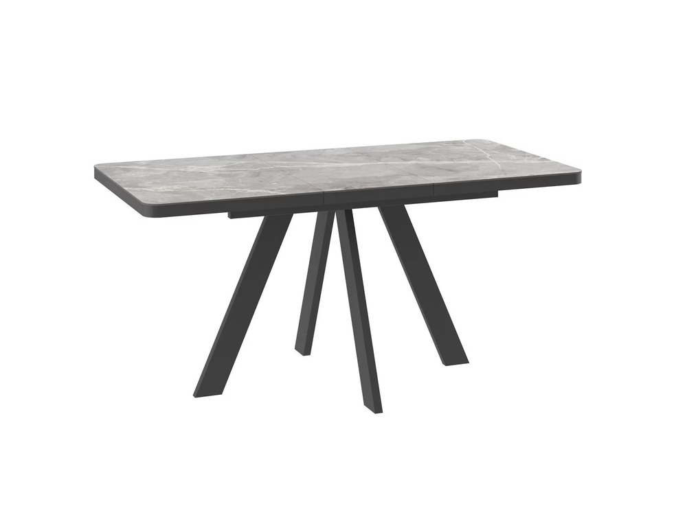 Стол BOBY RADIAL-120, раздвижной 120(160)х80, STONE GREY ST CER/ЧЕРНЫЙ, (2 упак.)
