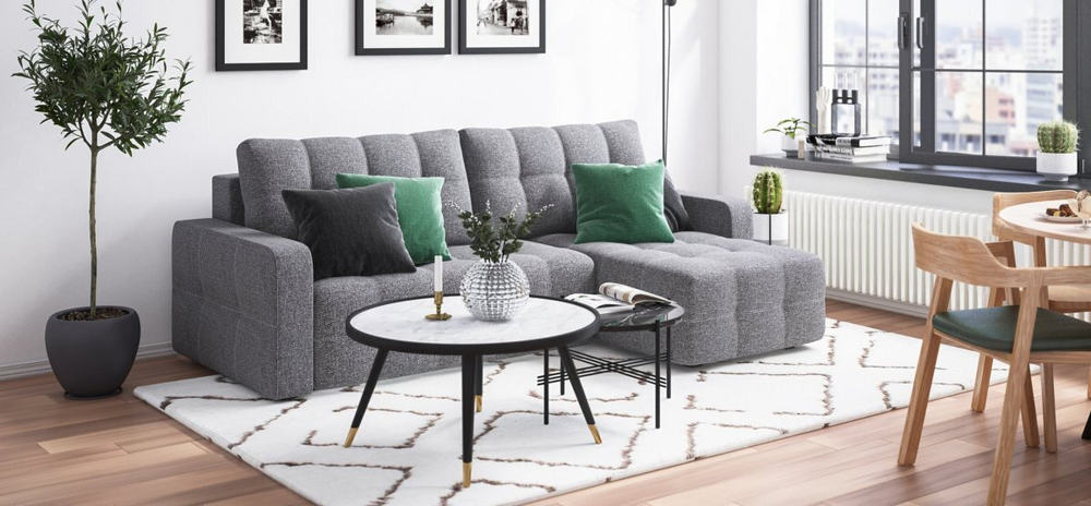 Угловой диван Денди Рогожка Мальмо серый