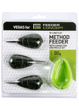 Набор фидерных кормушек FC Vegas Flat METHOD 80г 3шт. и уплотнитель