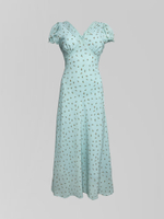 Платье LJ.studio 8827 длинное в цветок с завязками сзади и кружевом на рукавах