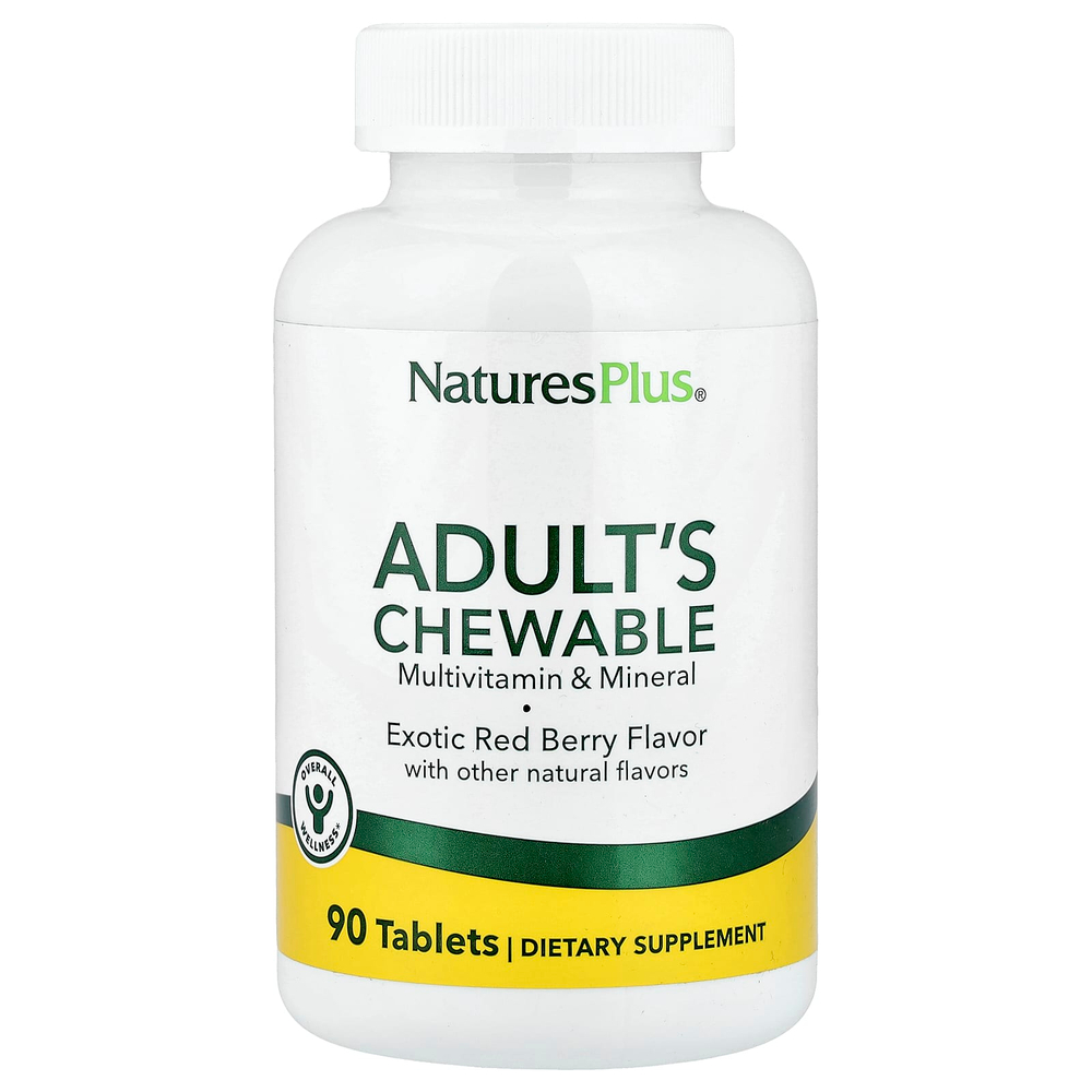 NaturesPlus, Жевательные мультивитамины для взрослых со вкусом экзотических ягод, 90 таблеток