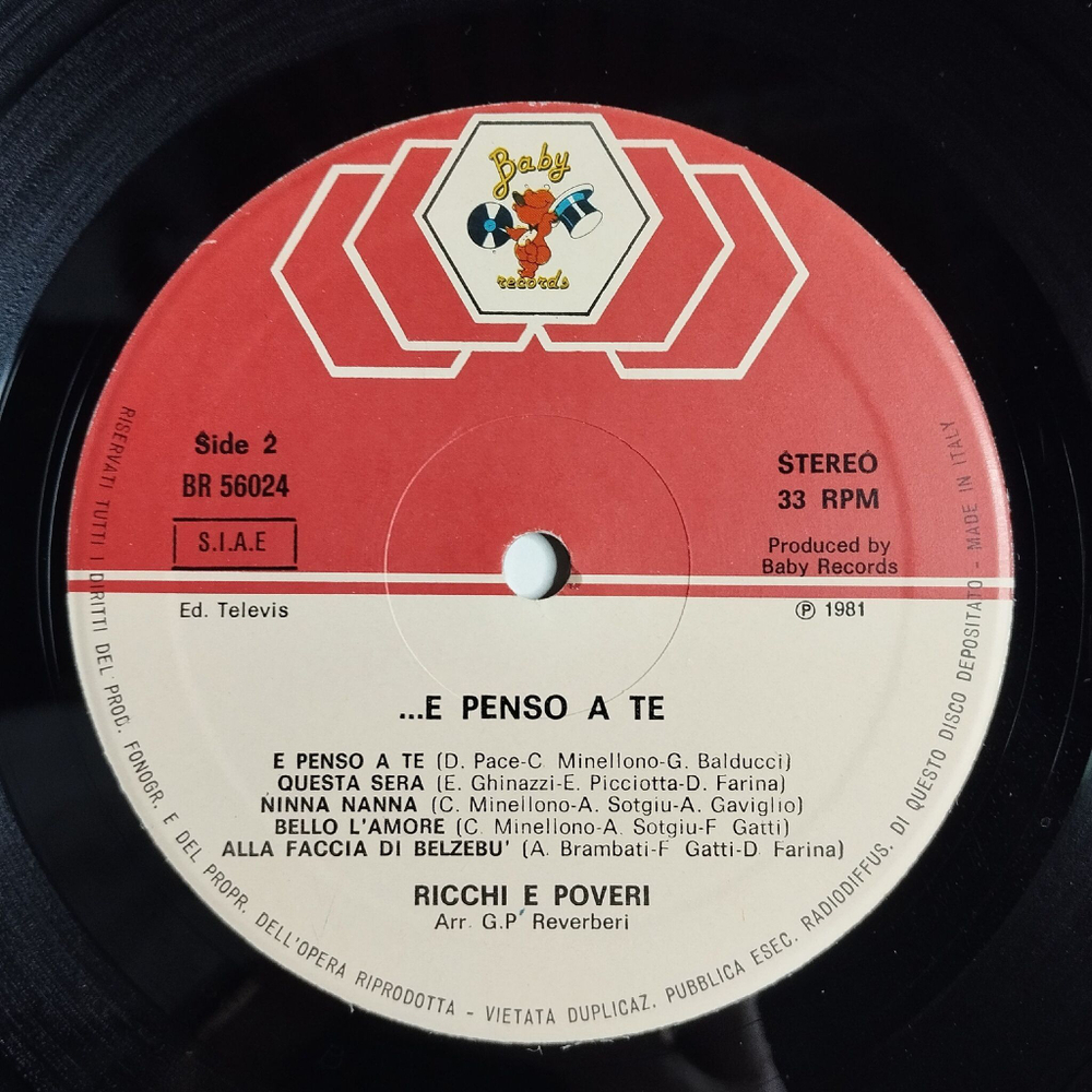 Винтажная виниловая пластинка LP Ricchi and Poveri E Penso A Te (Italy 1981)