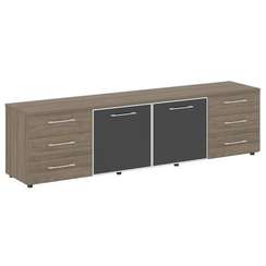 Yalta Тумба модульная LT.TS-4.2 black Вяз Благородный/Стекло Black 2188*450*580