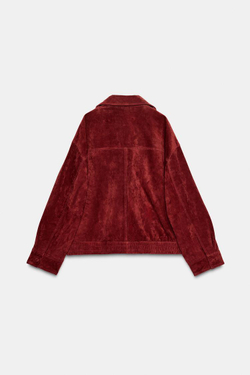 ZARA КУРТКА ИЗ 100% ЗАМШИ С ХЛЯСТИКАМИ, КРАСНЫЙ