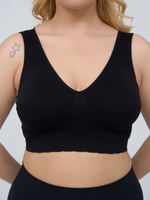 Бюстгальтер-топ в мелкий рубчик с кружевом на бретелях (Размер: 2X) (Цвет: бежевый)