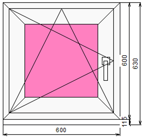 Пластиковое окно 600 х 600 ТермА Эко с поворотно - откидной створкой