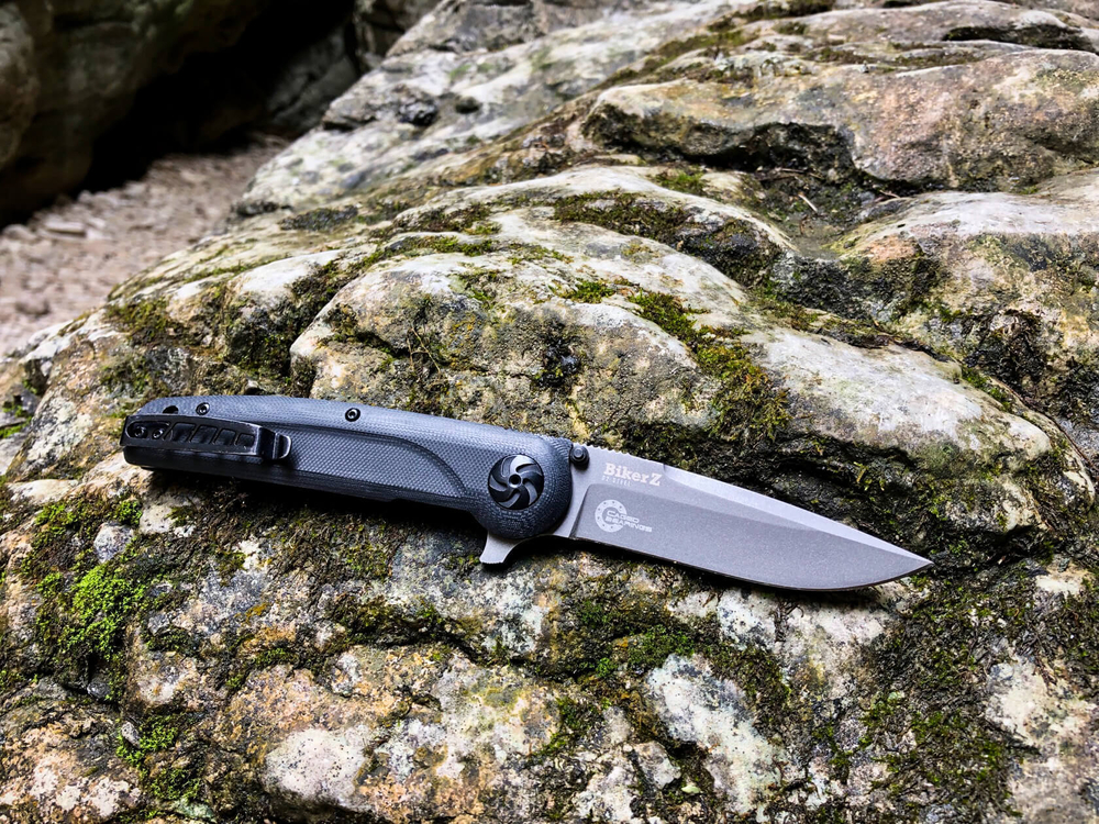 Складной нож Biker Z M390 Black G10 StoneWash