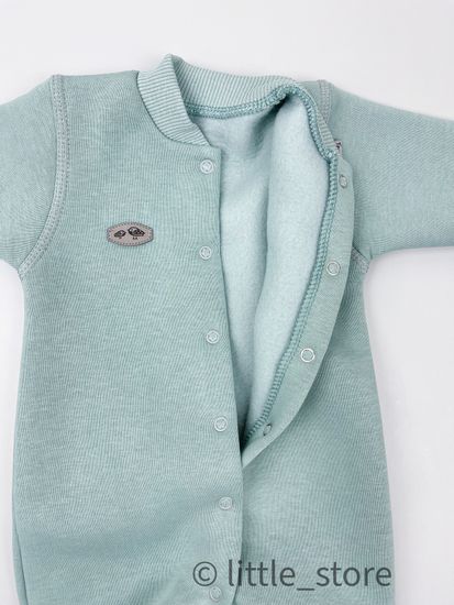 Комбинезон из футера с начесом "Смайлики" Снежная мята