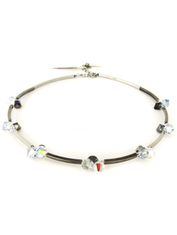 4489 Coeur de Lion колье с кристаллами Сваровски.  Радужно-бриллиантовые кристаллы классической огранки и металл.