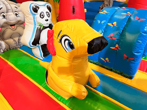 Надувной батут "Страна Сафария" с крышей и высокими горками 11*8*6 м