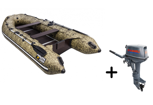 Ривьера 3400 СК камуфляж + KAMISU T 9.8 BMS (комплект лодка + мотор)