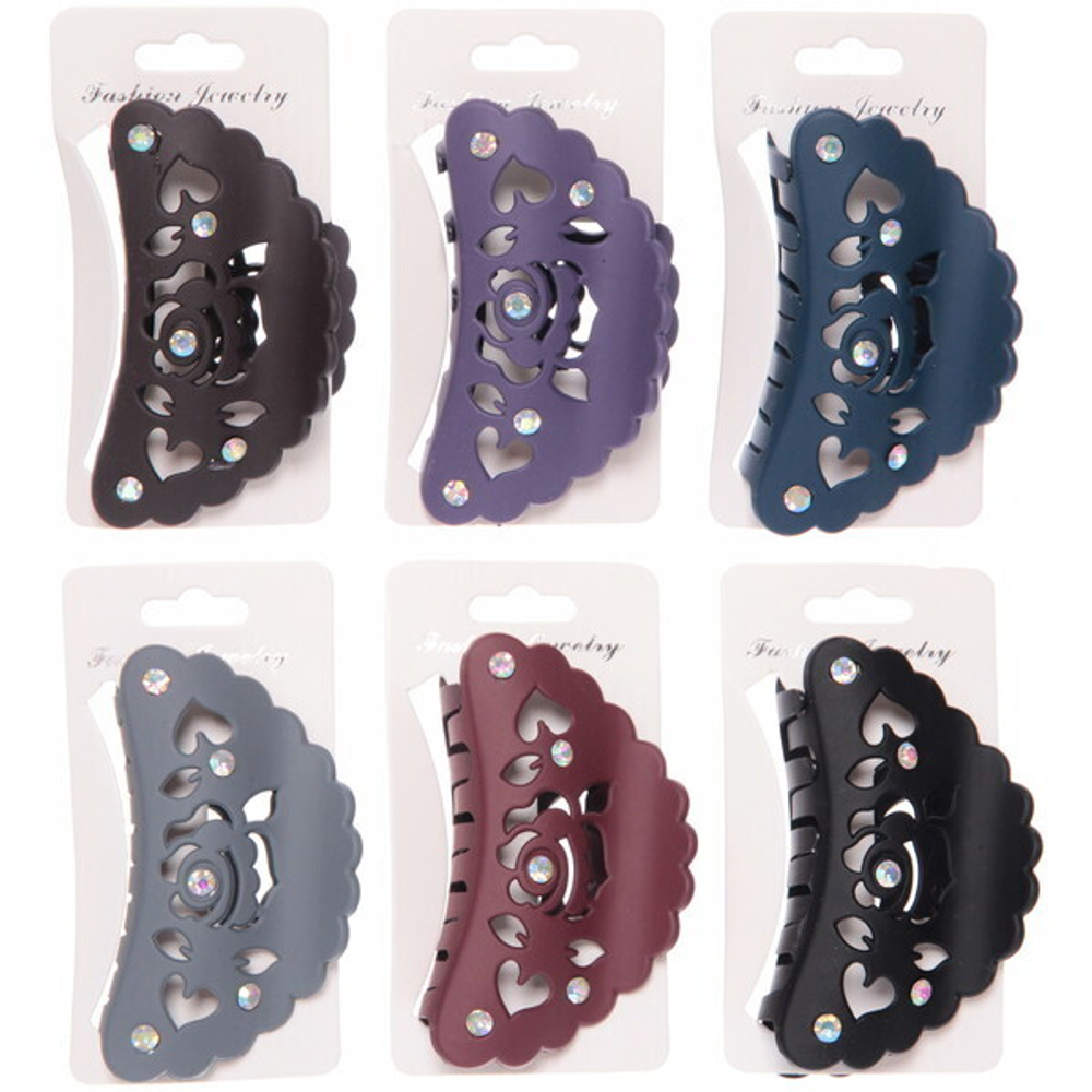 Заколка-краб для волос на блистере «Caiista Collection - Runi», микс 6 цветов, 8,5см