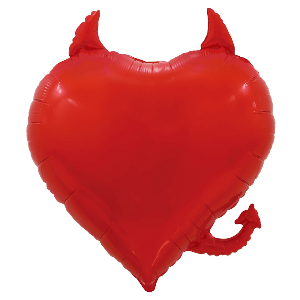 Фольгированный шар-сердце «Чертёнок» в красном цвете, 76 см