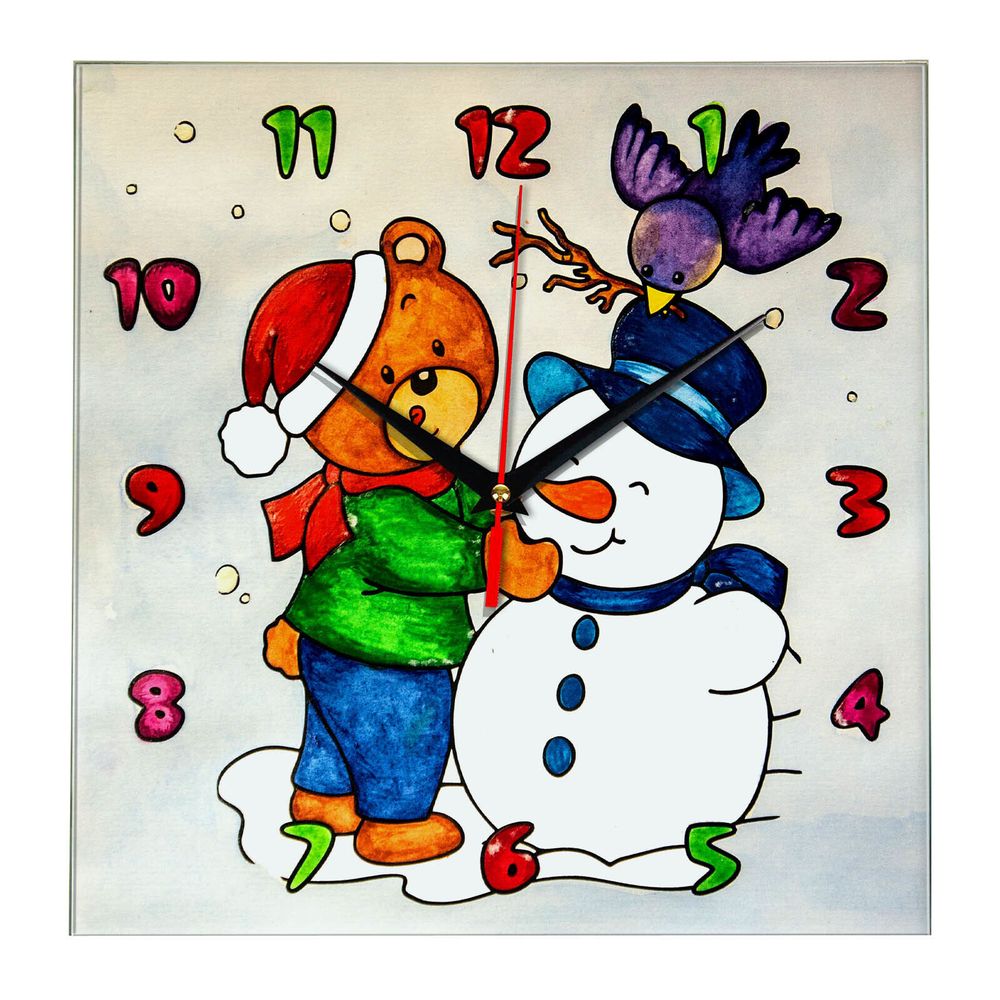 Часы раскраска для детей &quot;Снеговик и его друзья&quot; Декор для дома, подарок