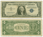 Банкнота США 1 доллар (серебряный сертификат) 1957B T 89660591 A. F