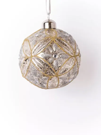 Винтажный стеклянный шар Сэмплер 8 см., 1 шт., Karlsbach (14576)