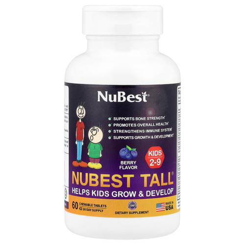 NuBest, Tall®, для детей от 2 до 9 лет, ягодный, 60 жевательных таблеток