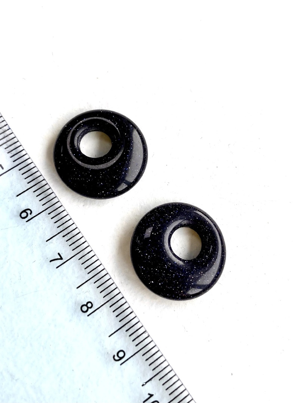 бв18-ас Бублик вытянутый 18мм, авантюрин синий (имит)