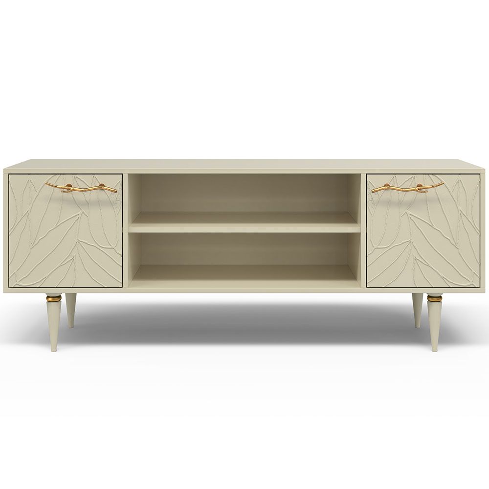 Тумба под ТВ Арт Колор leaves 155см Классик Голд Серый Шелк