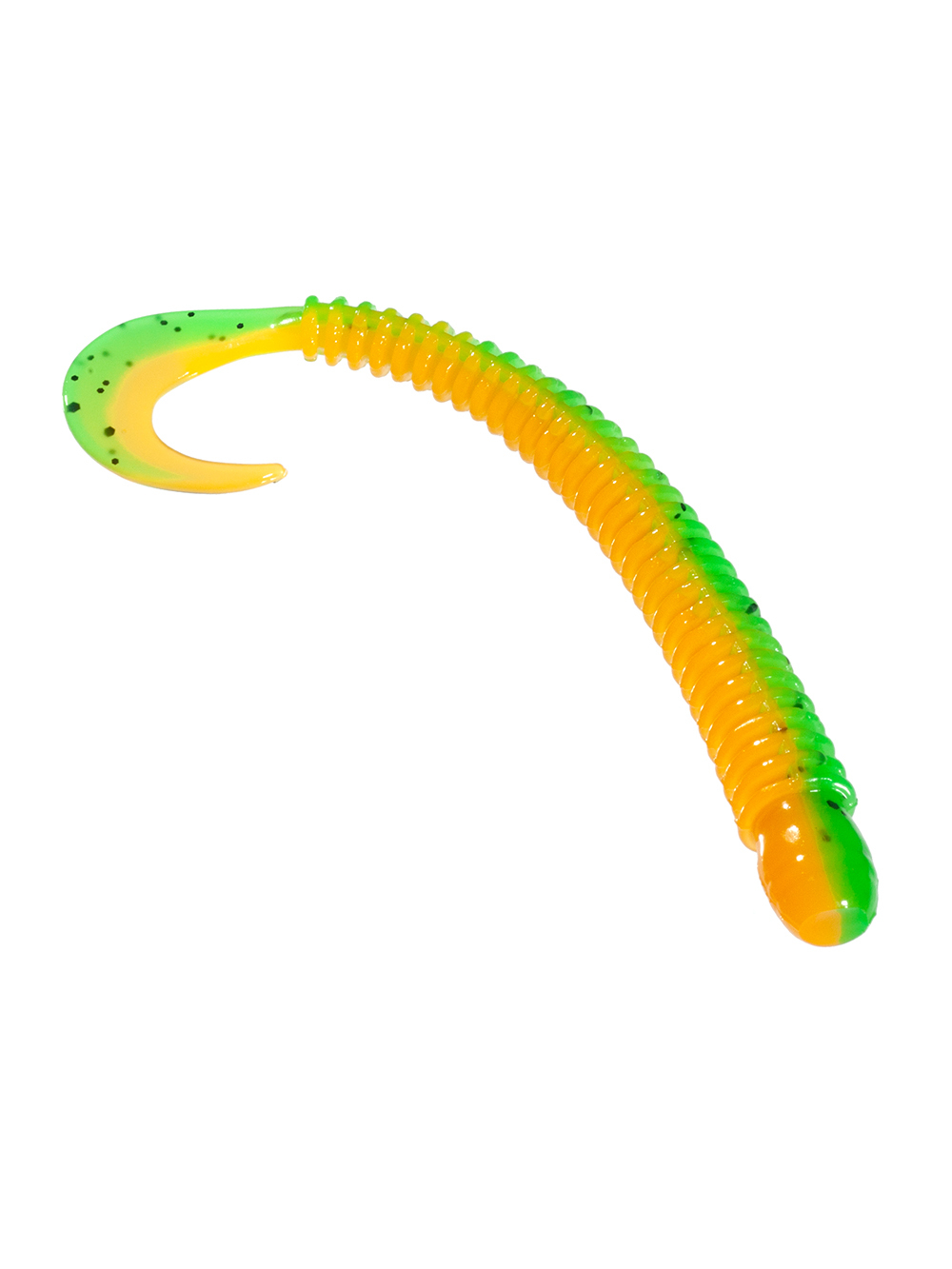 Приманка ZUB-WORM-ZANDER 108мм(4,3")-5шт, (цвет 022) зеленый верх -оранжевый низ