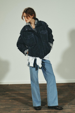 ZARA КУРТКА ИЗ 100% ЗАМШИ С КАРМАНАМИ, СИНИЙ