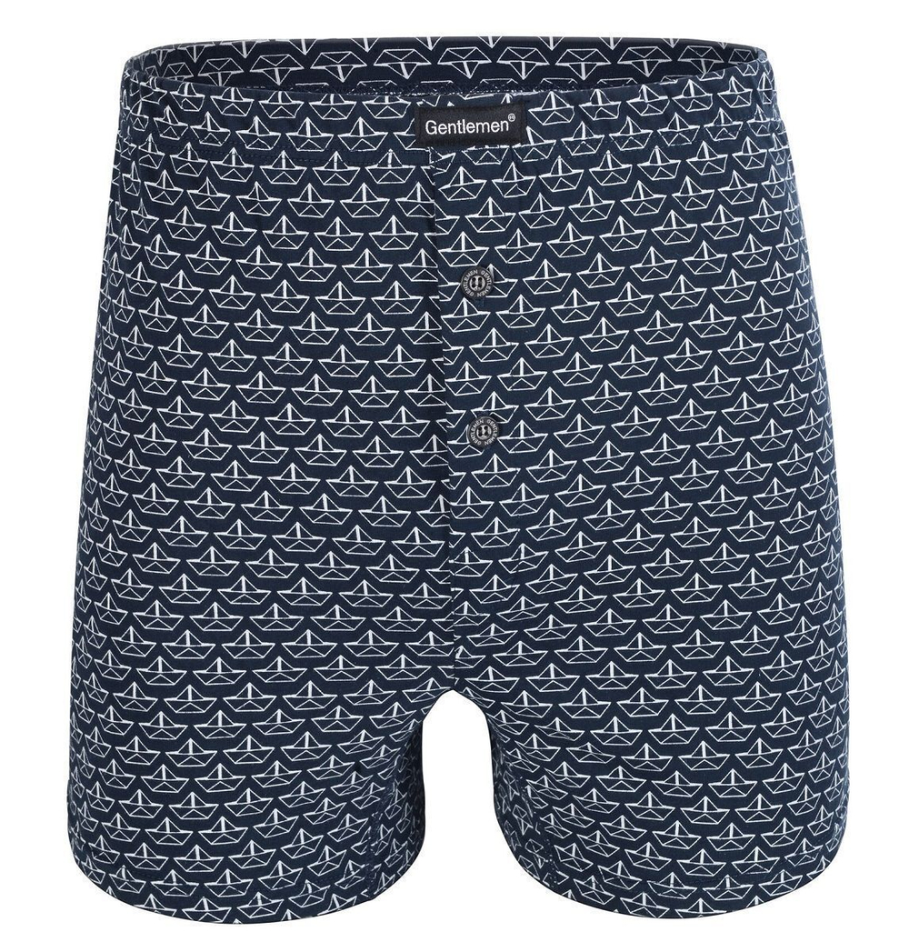 Хлопковые боксеры с принтом в виде бумажных корабликов (Размер: M) (Цвет: темно-синий)