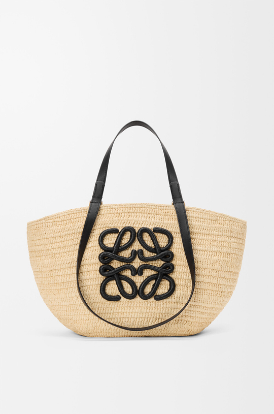 Loewe Средняя сумка-корзина Eclipse из рафии и телячьей кожи, натуральный/черный