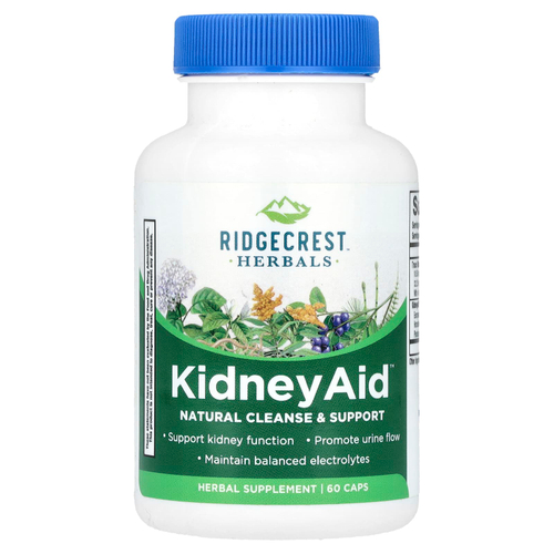 RidgeCrest Herbals, KidneyAid™, для поддержки почек, 60 капсул