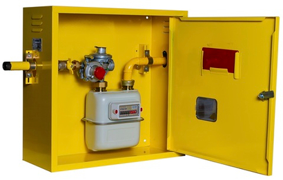 Шкафной газораспределительный пункт ГРПШ-ОХТА-RF-25-1-ЛП-С6 (желтый)