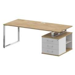 Shift Стол руководителя с опорной тумбой, правый SK.SRT-200 (R) Тиквуд Светлый/Белый Бриллиант 2000*