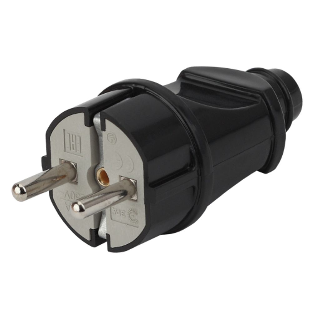 Вилка ЭРА Vx2-B с заземлением прямая 16A черная | Штепсельные вилки и розетки