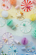 Тарелки маленькие "Цветные в полоску" 8 шт. (21 см)