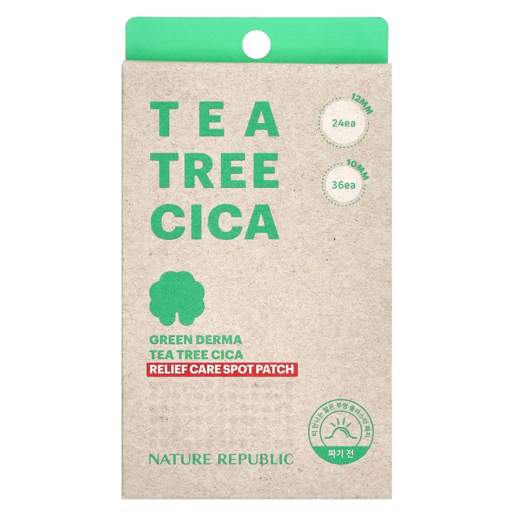 Nature Republic, Green Derma Tea Tree Cica, патч для точечного ухода, 60 патчей