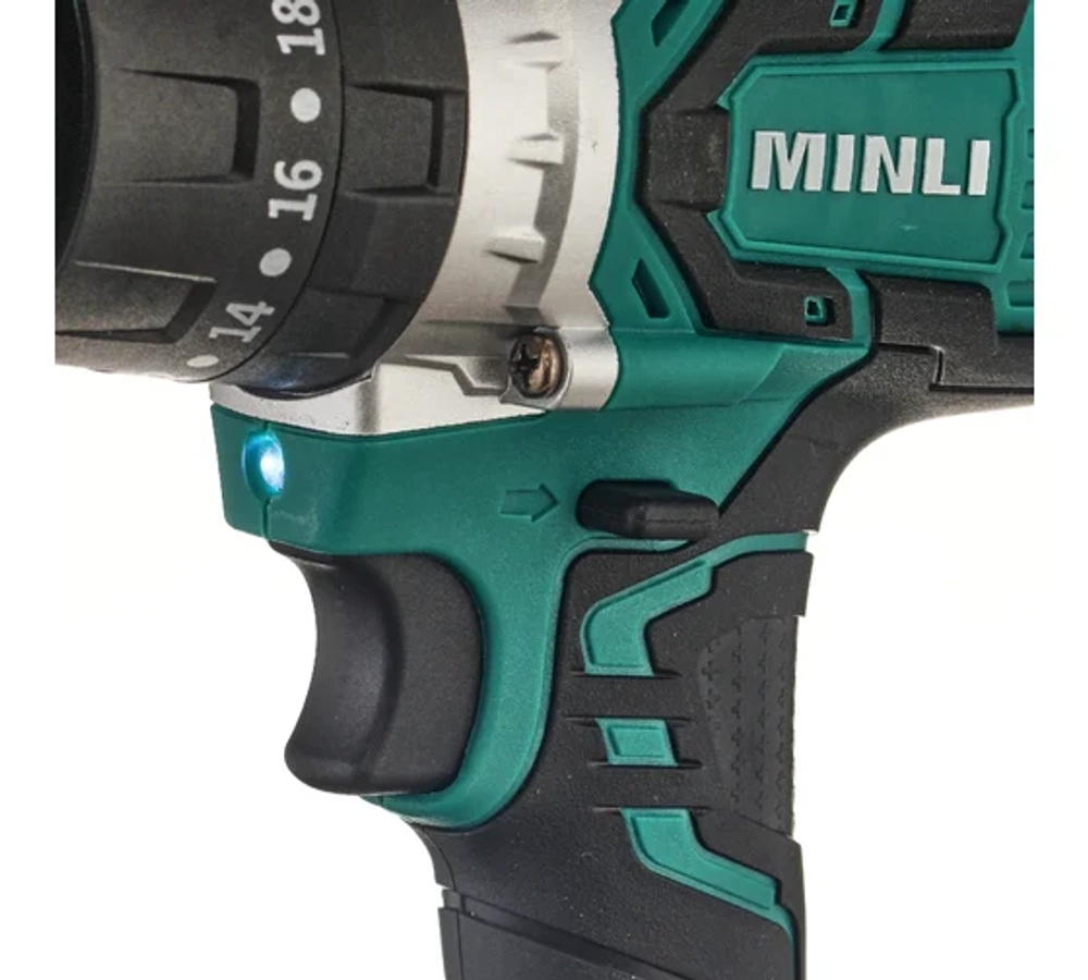"MINLI Аккумуляторная Бесщеточная ударная Дрель-шуруповерт / 13mm 80N.m Li-ion 18Vx2 DC105-4.0A