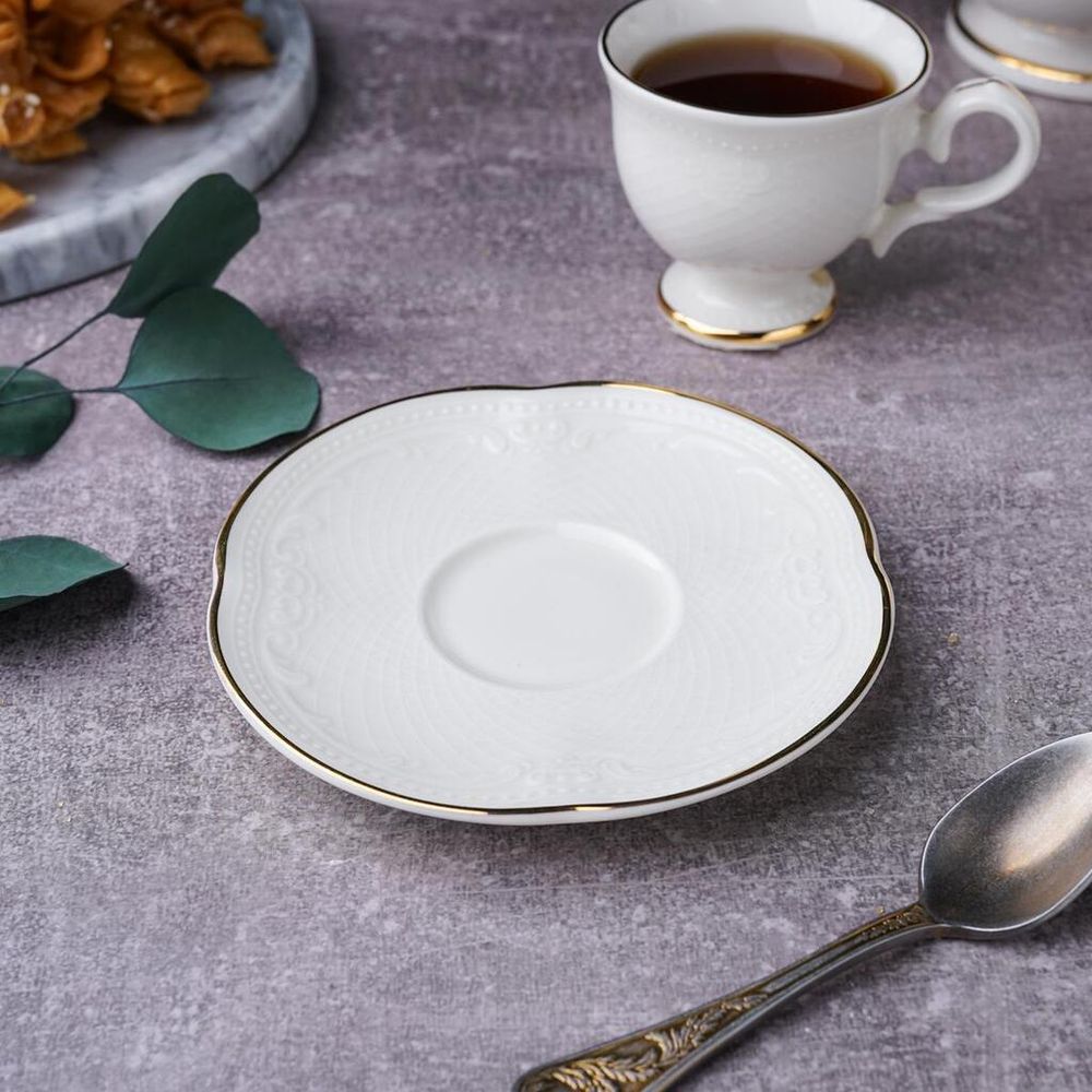 Кофейная пара 100 мл белая d 6,8 см h6 см Gold Aristocrat Noble [6]