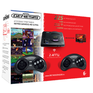 Игровая приставка SEGA Retro Genesis HD Ultra + 225 игр ZD-06b (2 беспроводных 2.4 ГГц джойстика, HDMI кабель)