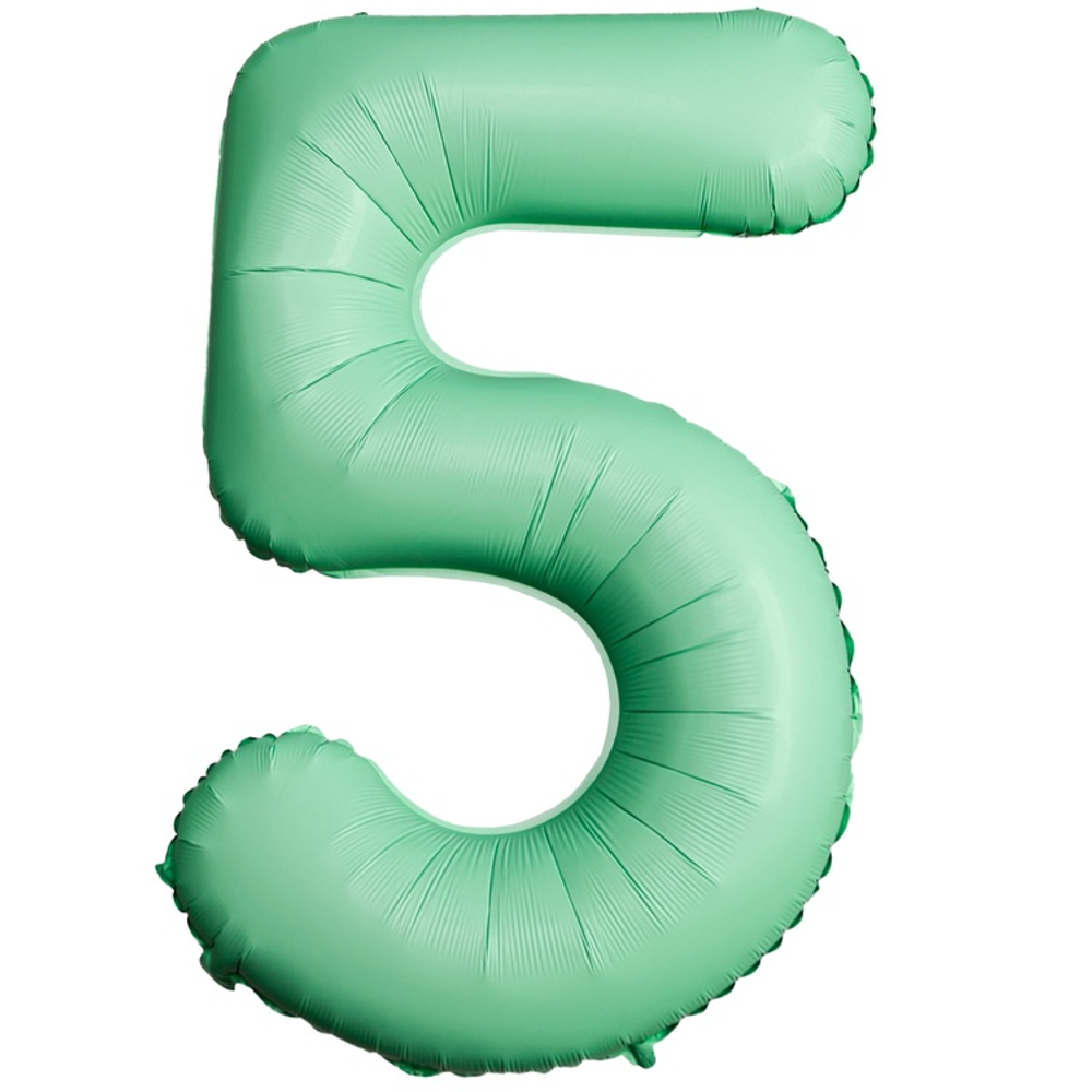 Шар фольгированный Цифра 5 101 см (Мятный)